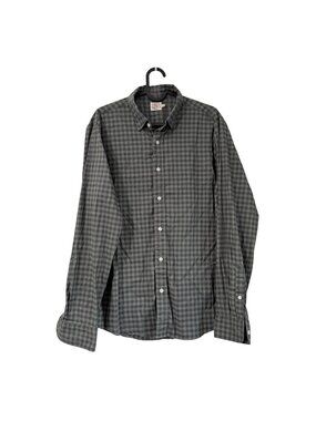 Faherty Green Blue Gingham Lightweight Long Sleeve Button Shirt Mens Medium